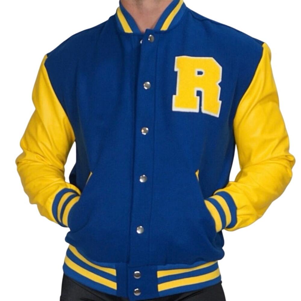 MEN'S BLUE & YELLOW VARSITY JACKET "ARCHIE" ADULT SIZE XL RIVERDALE NETFLIX